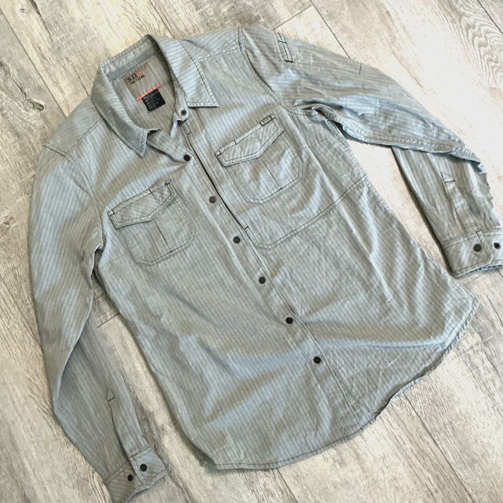 5.11 Tactical Women’s M Gray Long Sleeve Utility Shirt Roll Tab Pockets